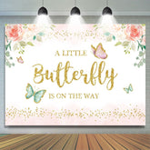 Lofaris Butterfly Pink Floral Baby Shower Backdrop for Girl